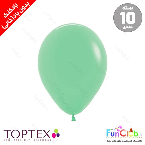 بادکنک لاتکسی TOPTEX خالی فشن بسته 10 عددی رنگ سبز نعنایی روشن