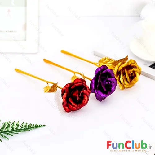 گل رز کروم دکوری (رنگبندی :قرمز-بنفش-طلایی)