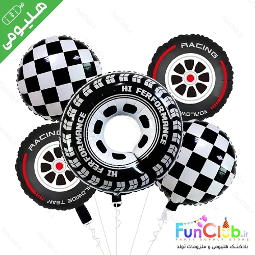 پکیج بادکنک هلیومی تم تایر اسپرت (5 عدد)