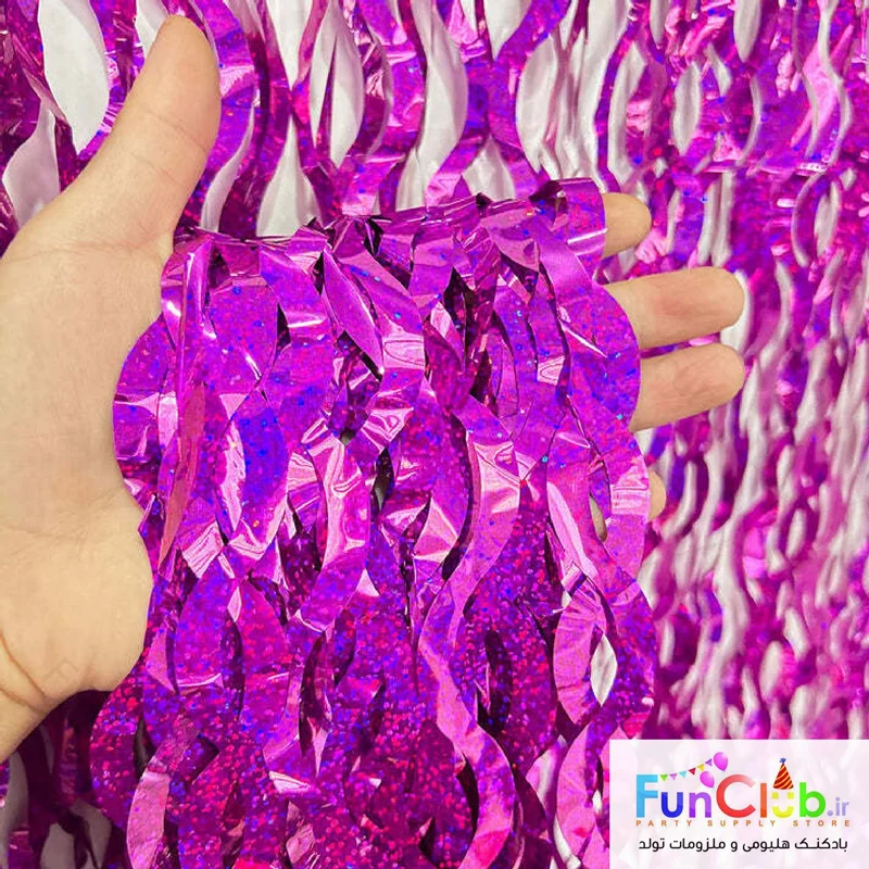 بک دراپ (تزیین پشت میز) 1*2 متر موجدار هولوگرافیک سرخابی