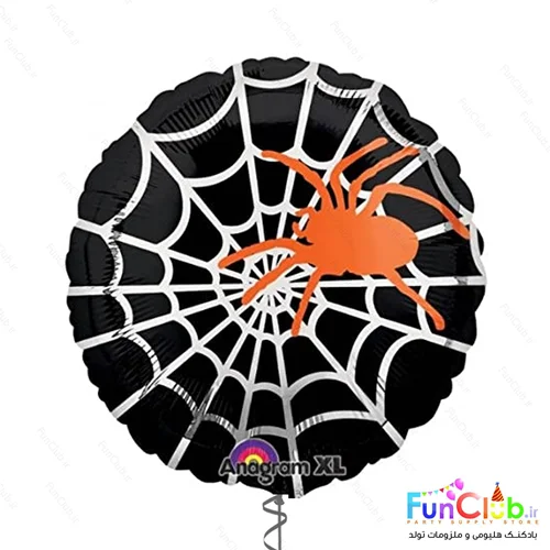 بادکنک هلیومی هالووین فویلی سایز استاندارد طرح عنکبوت نقره ای