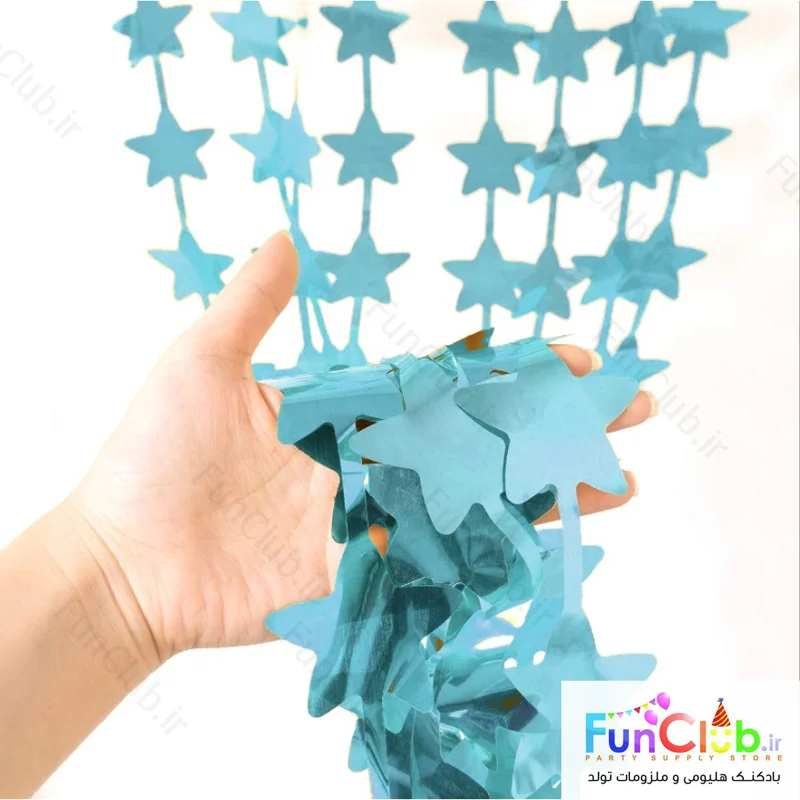 بک دراپ (تزیین پشت میز) 1*2 متر ستاره کروم نقرآبی