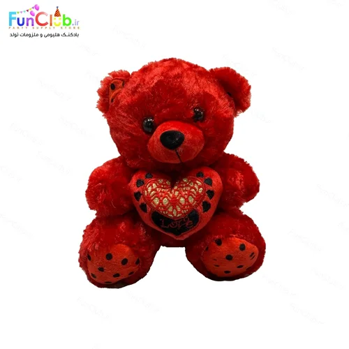 عروسک پولیش - خرس راس 30 سانت قرمز با قلب گیپوری