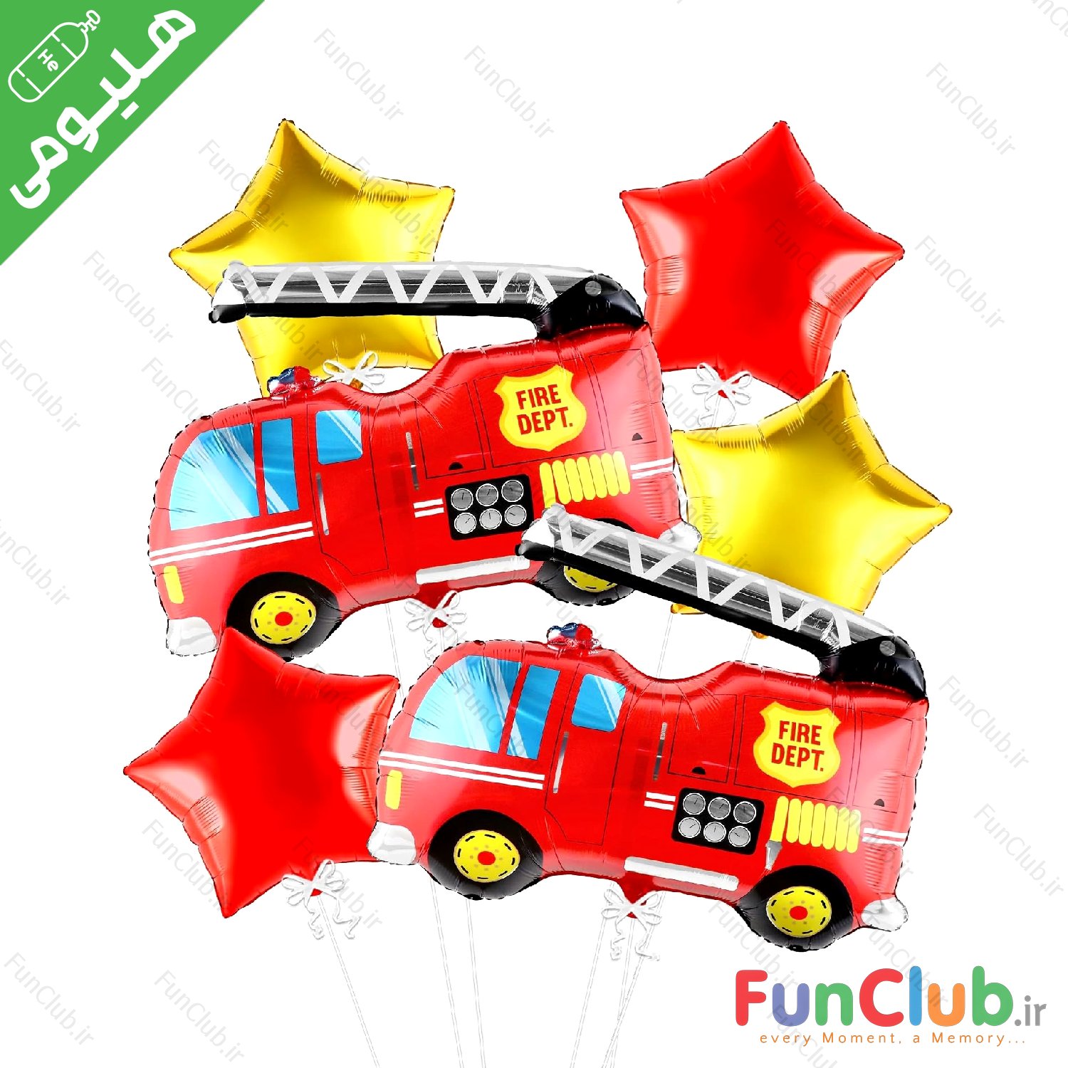 پکیج بادکنک هلیومی تم ماشین آتشنشانی FIRE DEPT (6 عددی)