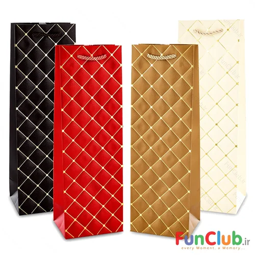 بگ کادویی دیزاین چرم لوزی طلاکوب (ابعاد 12*36*9) (دارای رنگبندی)