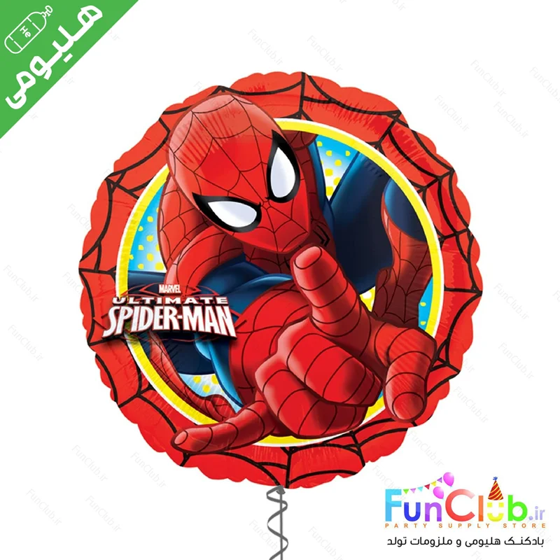 بادکنک هلیومی فویلی سایز استاندارد طرح دایره دور قرمز اسپایدرمن Spiderman