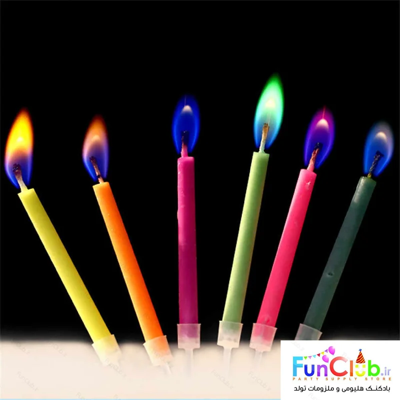 شمع تولد مدادی شعله رنگی 6 عددی