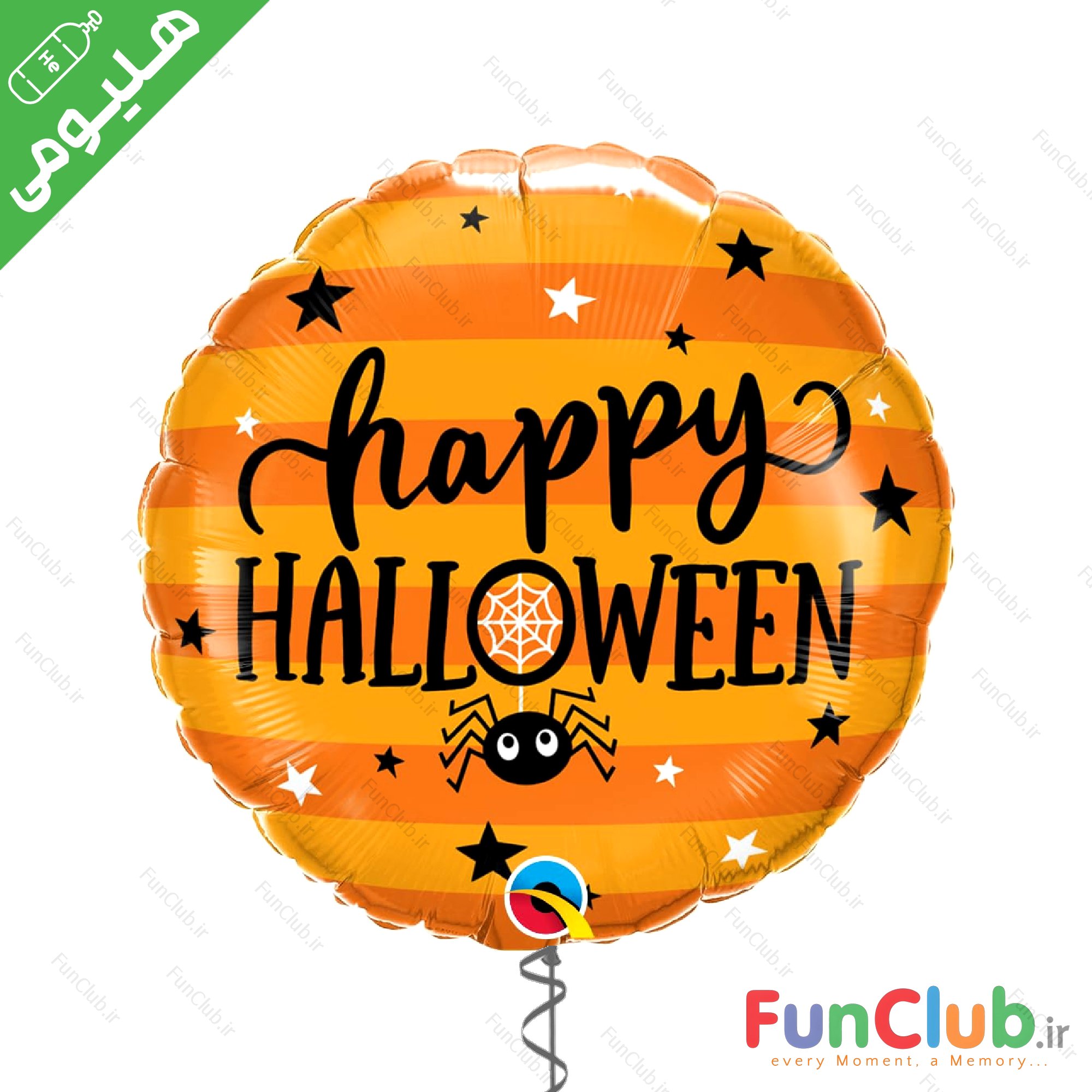 بادکنک هلیومی هالووین فویلی سایز استاندارد طرح دایره happy Halloween راه راه عنکبوت کیوت