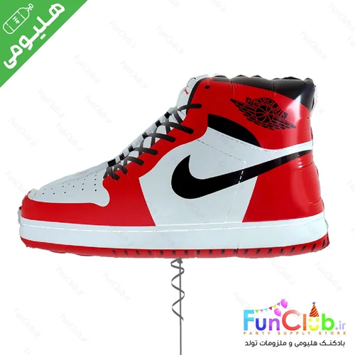 بادکنک هلیومی فویلی سایز بزرگ طرح کتونی نایک air jordan قرمز-مشکی