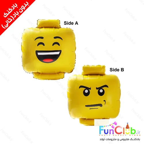 بادکنک فویلی بدون باد سایز بزرگ طرح سر لگو زرد دورو LEGO