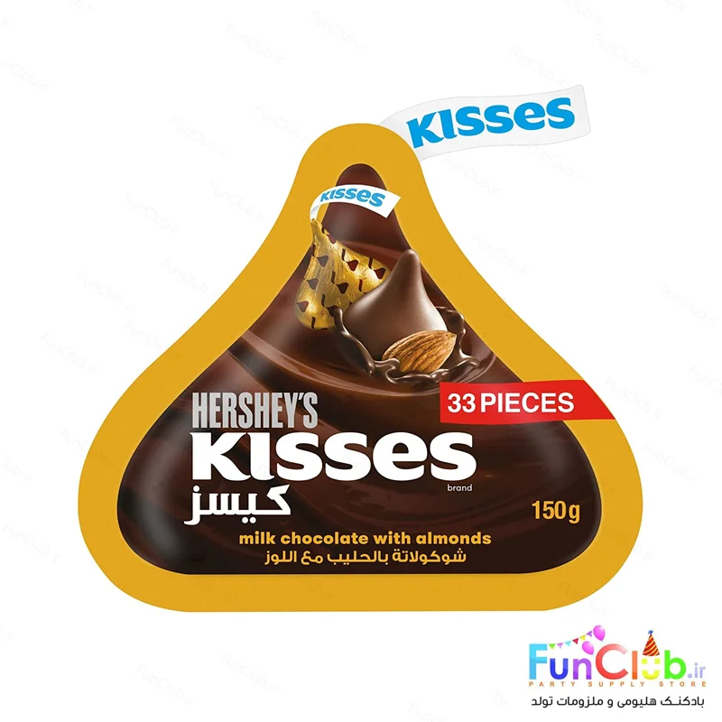 شکلات اورجینال Kisses هرشی - طعم شکلات شیری و بادام