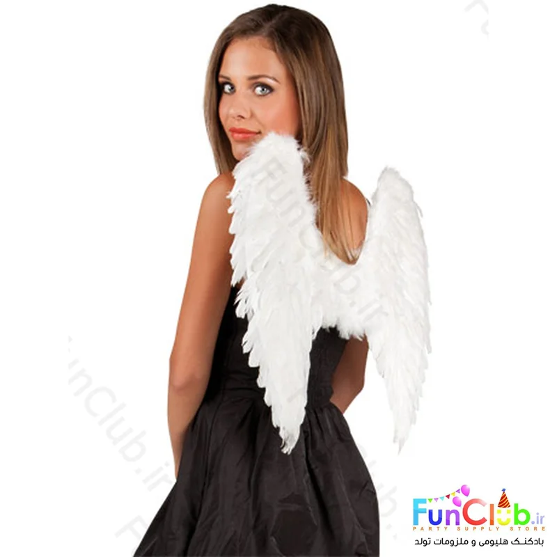 بال فرشته تاج بلند پر طبیعی سفید (تک سایز)