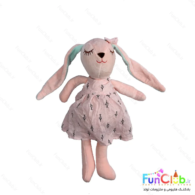 عروسک پولیش نانو - خرگوش 35 سانت گوش دراز صورتی پاستل