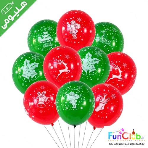 پکیج بادکنک هلیومی تم کریسمس (10 عدد)