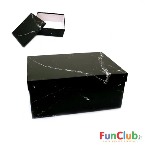 باکس هدیه ابعاد استاندارد مشکی مرمری (دارای سایز بندی)