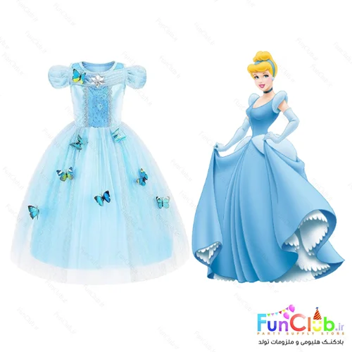 لباس کودک دخترانه پرنسس سیندرلا (Cinderella) (دارای سایزبندی)