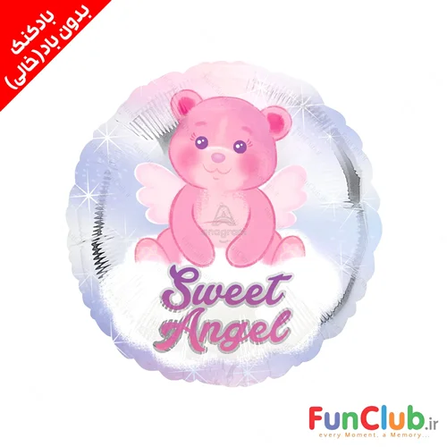 بادکنک فویلی بدون باد سایز استاندارد طرح SweetAngel صورتی