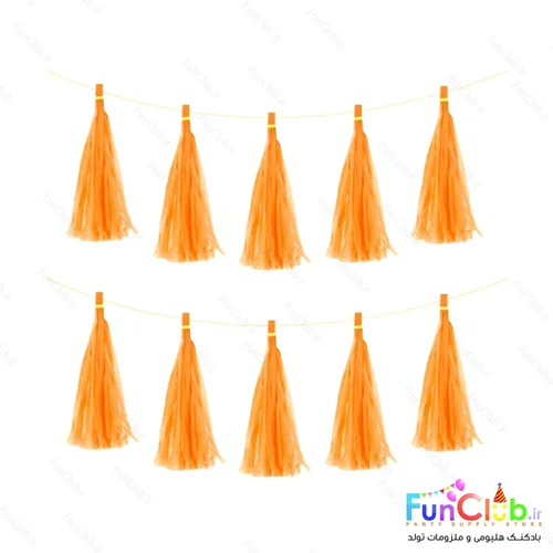 آویز ریش ریش کاغذی 35 سانتی (بسته 10 عددی) نارنجی