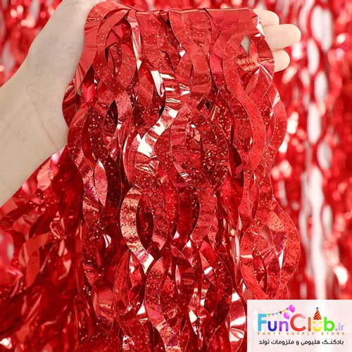 بک دراپ (تزیین پشت میز) 1*2 متر موجدار هولوگرافیک قرمز