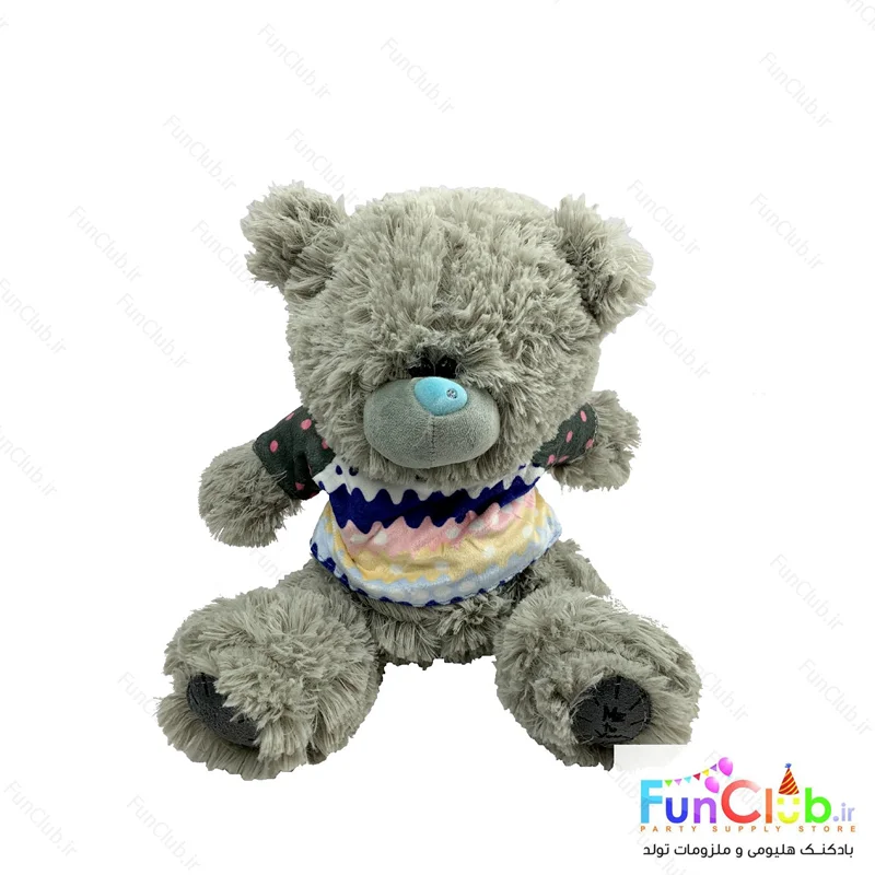 عروسک پولیش پشمی - خرس می تو یو 35 سانت لباس رنگی (اورجینال)