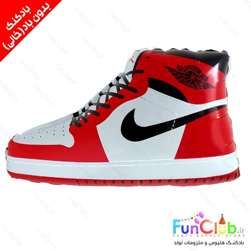 بادکنک فویلی بدون باد سایز بزرگ طرح کتونی نایک air jordan قرمز-مشکی