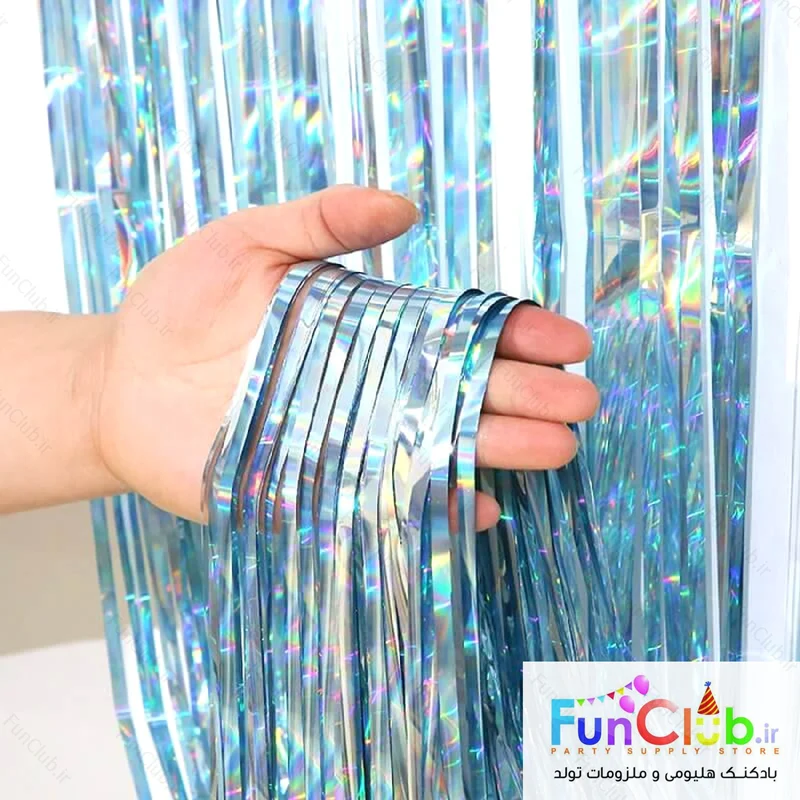 بک دراپ (تزیین پشت میز) 1*2 متر هولوگرافیک لیزری نقرآبی