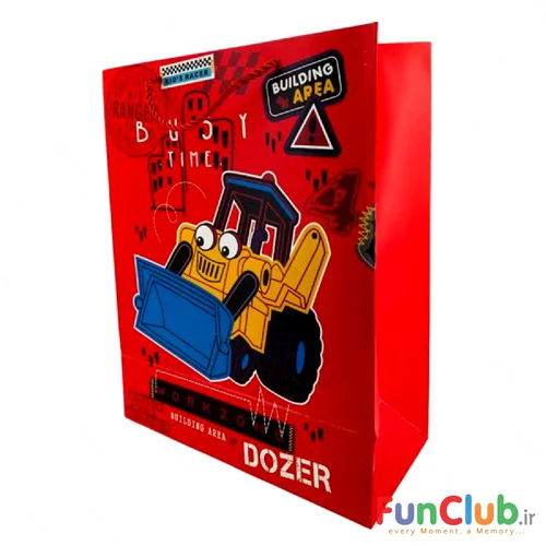 بگ کادویی طرحدار دیزاین برجسته ماشین لودر قرمز (دارای سایزبندی) - شروع قیمت از: