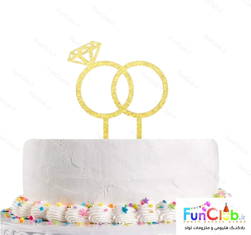 تاپر کیک پلکسی طرح حلقه طلایی