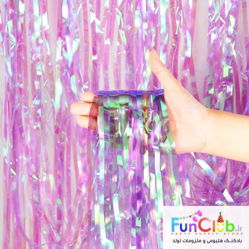 بک دراپ (تزیین پشت میز) 1*2 متر هولوگرافیک کریستال بنفش لوندر