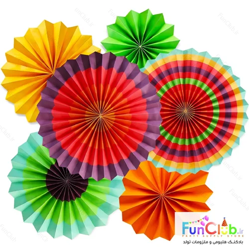 تزیین بادبزنی ( 6 عددی ) رنگین کمان
