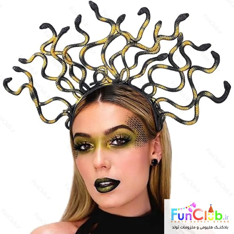 تل سر هالووین مدل مار شخصیت مدوسا رنگ مشکی-طلایی (Medusa)