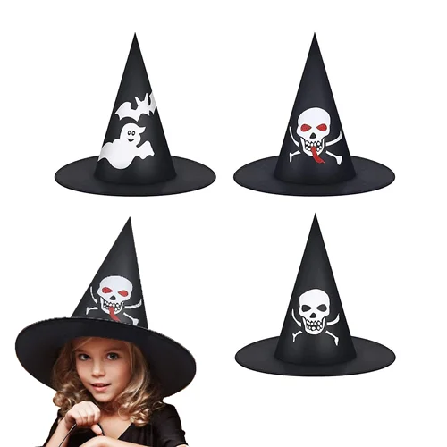 کلاه هالووین مدل جادوگر مشکی طرحدار (دارای مدل)