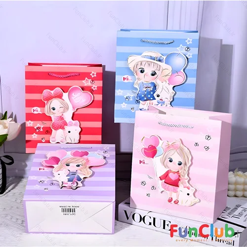 بگ کادویی طرحدار دیزاین برجسته دختر بادکنکی (دارای سایز و رنگبندی) - شروع قیمت از: